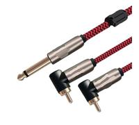 NOVFDLOP Cavo Audio Stereo Mono da 1/4" Jack da 6,5 mm a Doppio Phono da 6,5 mm a 2 Cavi for Chitarra, Organo Elettrico Bess(Red I to 2L Type,0.75m)