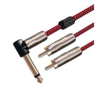 NOVFDLOP Cavo Audio Stereo Mono da 1/4" Jack da 6,5 mm a Doppio Phono da 6,5 mm a 2 Cavi for Chitarra, Organo Elettrico Bess(Red L to 2I Type,1m)