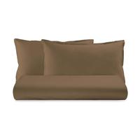 Novia - COLORFUL - Completo Letto Tinta Unita 100% cotone morbido, resistente e duraturo, comfort garantito 1 Piazza e Mezza, Caffè