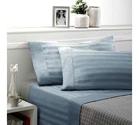 Novia Completo Copripiumino in Raso Cotone Lenzuolo sotto e 2 federe Art. zefiro (Blu)