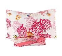 Novia Completo Lenzuola in Cotone per Letto Singolo - Lenzuolo sopra + sotto con Angoli + Federa (Mali Corallo)