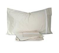Novia Completo Lenzuola Samoa Percalle con Pizzo Matrimoniale Q446 Beige