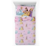 Novia - Completo Letto Singolo - Principesse - 100% Cotone, Disney, stampa colorata, facile da lavare, confortevole e piacevole sulla pelle