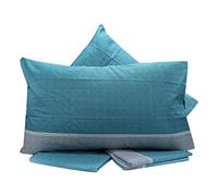 Novia Il Bottegone - Completo Lenzuola in Cotone Letto Una piazza e mezza - Lenzuolo sopra + sotto con Angoli + 1 Federa (Melbourne Petrolio)