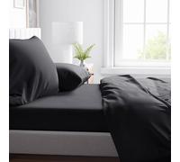 Novia: percalle tinta unita con ricamo Enrico Coveri - completo letto 2 piazze - NERO - percalle cotone, logo ricamato