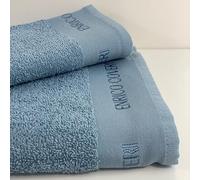 Novia - Set Asciugamani Enrico Coveri 1+1 con Balza Ricamata - Colore Azzurro, Taglia Unica