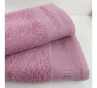 Novia - Set Asciugamani Enrico Coveri 1+1 con Balza Ricamata - Colore Rosa, Taglia Unica