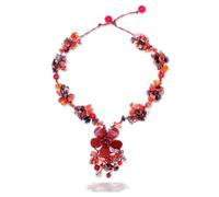 NOVICA Donna Jasper, tinti quarzo, Garnet, e Corniola Collana Fiore, 15.25", 'Dazzling Bloom'