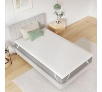 Novilla Materasso Topper 80x200 Altezza 7.5 cm, Coprimaterasso in Schiuma di Fibra, Topper Matrimoniale Assorbente e Traspirante con 4 Angoli Dotato di Cinghie Elastiche