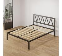 Novilla Rete Letto Matrimoniale 135x190 con Testiera e Pediera, Struttura Letto a Doghe in Legno, Spazio di Archiviazione Sotto al Letto, Perfetto per Tutti Tipi di Letti e Materassi, Nero