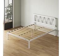 Novilla Rete Letto Matrimoniale 180x200 con Testiera e Pediera, Struttura Letto a Doghe in Legno, Spazio di Archiviazione Sotto al Letto, Perfetto per Tutti Tipi di Letti e Materassi, Bianco