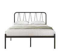 Novilla Rete Letto Una Piazza e Mezza 120x200 Struttura Letto della Piattaforma con Testiera, Supporto a Doghe in Acciaio, Base del Materasso, Design Moderno, Spazio di Archiviazione, Nero
