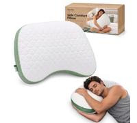 Novilla Tencel - Cuscino per chi dorme sul fianco, per dolori al collo e alle spalle, design ergonomico a mezzaluna, con memory foam regolabile, morbido rivestimento setoso per la cura del viso e dei