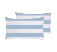 Novilunio 2 Federe Cuscino Letto in Cotone 50x80cm, chiusura a sacchetto, Set 2 Federe 100% Cotone - Riga Maxi Celeste
