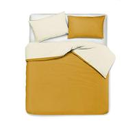 Novilunio Set copripiumino federe letto bicolor double face parure copripiumino in cotone made in Italy Matrimoniale Beige/Ocra