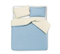Novilunio Set copripiumino federe letto bicolor double face parure copripiumino in cotone made in Italy Matrimoniale Beige/Cielo