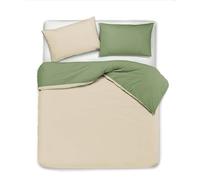 Novilunio Set copripiumino federe letto bicolor double face parure copripiumino in cotone made in Italy MATRIMONIALE SABBIA/SALVIA