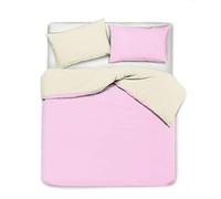 Novilunio Set copripiumino federe letto bicolor double face parure copripiumino in cotone made in Italy Piazza e Mezza Beige/Rosa