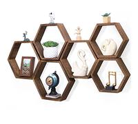 NOVIMANGO - Set di 6 mensole galleggianti esagonali a nido d'ape, per parete, in legno, decorazione per la casa, mensole esagonali in legno, per camera da letto, soggiorno, cameretta dei bambini,