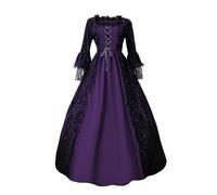 Novità 2025 maxi abito da donna medievale, abiti da sera rinascimentali da donna, regina, palazzo vittoriano, abiti gotici, cosplay, feste retrò, abiti da ballo, Halloween, club, feste, Lilla, 5XL