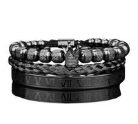 NOVITÀ 2026 UNISEX 3 PZ / SET LUXury Royal Cz King Crown Uomo Braccialetti Numero Pulseira Regolabile Informazioni Gioielli Accessori di Massa Regalo Creativo per Donne e Uomini