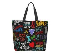 Novità animale I Love My Dog Borsa tote riutilizzabile da donna Borse a tracolla grandi casual per la spesa, viaggi all'aperto
