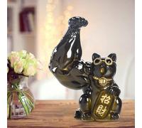 Novità Lucky Fortune Cat Scultura, Feng Shui Desktop Resin Crafts Accoglie il