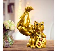 Novità Lucky Fortune Cat Scultura, Feng Shui Desktop Resin Crafts Accoglie il