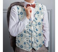 Novità Maglione Natalizio Motivo Gingle Campane Design Gilet, Blu e Bianco