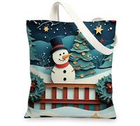 Novità Natale Pupazzi di neve Tote Bag per lo shopping 13 * 15, divertente Natale foresta innevata riutilizzabile borsa della spesa per le donne, inverno lavoro viaggio modello decorazione regalo
