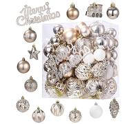 Novità per il 2023 Palline Natale Ornamenti,65 pcs Palline Albero Natale Set,Ornamenti per Palle Natale,Palle Natale Plastica,Palle Natale Decorate,Decorazioni per feste regali Natale(Oro Champagne)