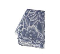 Novita sciarpa moda uomo morbida pashmina blu a fiori e motivi astratti bianchi