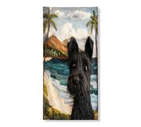 Novità Scottish Terrier Dog Door Cover Banner 91 x 182 cm, palma da spiaggia da appendere per porta d'ingresso, per interni ed esterni animali domestici ingresso sfondo forniture