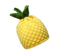 Novità Tema Frutta Tema Brimless Cappello Mano Uncinetto Inverno Cranio per Donne Adolescenti 2000 Stili Copricapo Moda Testa Accessorio A Maglia, Ananas a quattro foglie, Taglia unica
