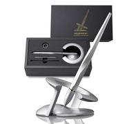 novium Hoverpen Interstellar - Penna fluttuante da scrivania, anello in oro 18 carati, design ispirato allo spazio, penna a sfera con ricarica, idea regalo di lusso, Starlight Silver