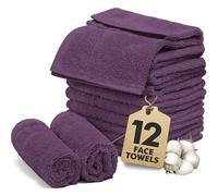 Novo Home Set di 12 asciugamani per il viso, 100% cotone, 30 x 30 cm, morbidi, ad asciugatura rapida, altamente assorbenti, per bagno, spa, palestra, colore: viola scuro