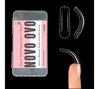 NOVO OVO 100 pezzi Hawk Curvo Trasparente Cystal Extra Super Extreme Deep Curve Mezza Copertura Piazza Aquila Artiglio Falso Estensione Unghie Punte Acrilico Unghie 10 Dimensioni Confezione Scatola di