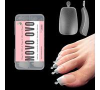 NOVO OVO 120 unghie lunghe per dita dei piedi, curve, copertura completa, chiodo lungo, trasparenti, doppie opache, pre-limate, per pedicure, acrilico, affusolate, quadrate, in morbido gel, 12 misure