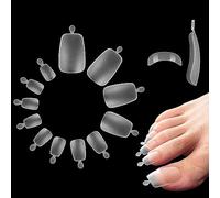 NOVO OVO 504 unghie lunghe per dita dei piedi, curve, copertura completa, chiodo lungo, trasparenti, doppie opache, pre-limate, per pedicure, acrilico, affusolate, quadrate, in morbido gel, 12 misure