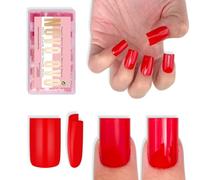 NOVO OVO Breve Sharp Square Nail Tips Press on Pure Color Red Richiede Colla Nail Gel Matte Soft Gel Estensione Artificiale Unghie Copertura Completa per Fai da Te, 15 Misure 180 Pezzi