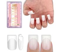 NOVO OVO Breve Sharp Square White French Tip Nail Tips Press on MILKY WHITE, unghie corte quadrate affilate, top coat colla per unghie, copertura completa per unghie fai da te x 15 misure 240 pezzi