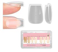 NOVO OVO Coffin Nail Tips Press on, Extra Spessa copertura completa unghie finte, Naturale (Not Sculpted), No C Curve Soft Gel, Chiaro Extension per Salon fai da te, 15 misure, 240 pezzi