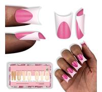 NOVO OVO Duck Nails Short extra spessi con Moon Curve Milk White French Tips Rosa Rosa Copertura completa per acrilico press-on Flare Wide French Soft Gel Fake Extension 15 misure