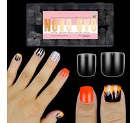 NOVO OVO Extra Short Nail Tips for Men Women with large and short nail tips for nail tips to express, spessi quadrati rotondi gel e acrilico unghie finte acriliche, 16 misure, 640 pezzi