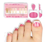 NOVO OVO Extra Short Toe Nail Tips White French Tip Rosa Rosa Unghie Breve Press-On Extension Gel Top Coat e Builder Gel Necessario Senza Colla Inclusa, Salon DIY x 16 misure, 224 pezzi