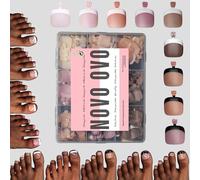 NOVO OVO French Tip Press on Toe Nail Combo, Kit di estensione per unghie finte in gel morbido a 9 colori misti, Unghie finte opache a copertura totale per fai da te x 15 misure 270 pezzi