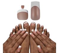 NOVO OVO French Tip Pressa per mani e piedi sulle punte delle unghie Set coordinato, Estensione per unghie in gel morbido quadrato MARRONE ROSA per fai da te x 15 dimensioni