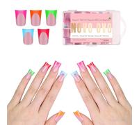 NOVO OVO French Tip Short Duck Nail Tips Press on 5 MIXED COLOR, punta francese corta per unghie, 5 colori misti, estensione per unghie in gel morbido prefabbricato, 12 misure, 240 pezzi