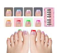 NOVO OVO French Tip Toe Nail Tips 8 colori estivi misti BEERY PINK, unghie quadrate affilate, extension in gel morbido per unghie finte e top coat x 15 misure, 240 pezzi