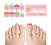 NOVO OVO French Tip Toe Nail Tips 8 colori misti baby rosa, stampa quadrata su punta francese, 8 colori estivi misti, punta delle unghie dei piedi, 15 misure, 240 pezzi